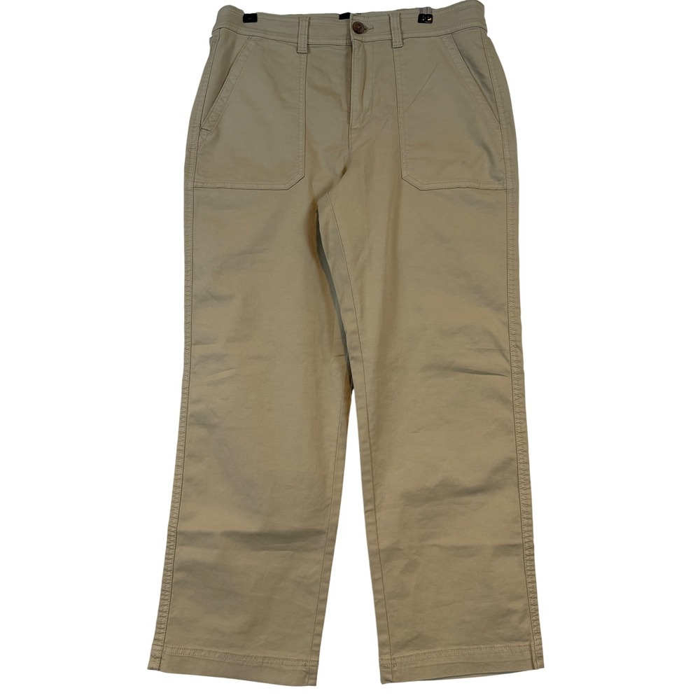 Gap Womens Ankle Trouser Pants Tan Khaki Stretch Straight Leg •8• Preppy Gorpore